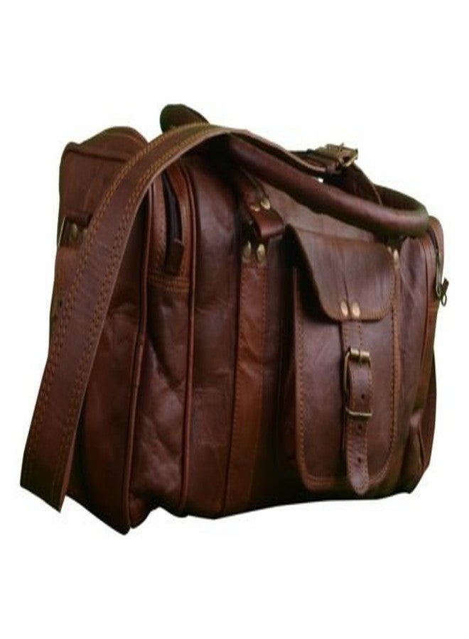 RSN 22 Inch Brown Genuine Leather Square Duffel/Travel/Gym/Sports Leather Bag - Image 3